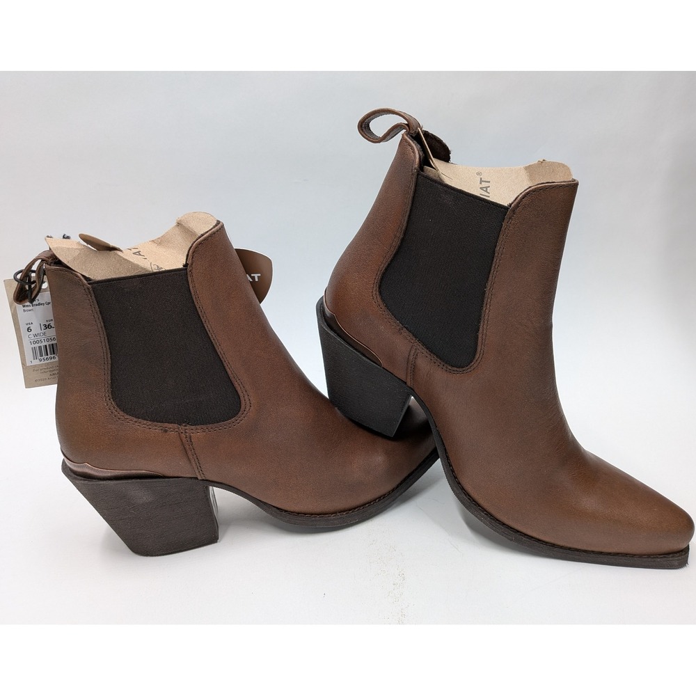 Ariat Bradley Cpr Mt Brown Leather Chelsea Womens 6C Western Ankle Boots